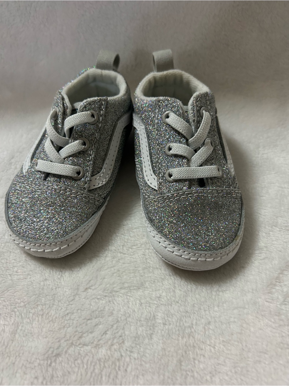 Vans Old Skool Crib 'Silver Glitter' Size 4.0